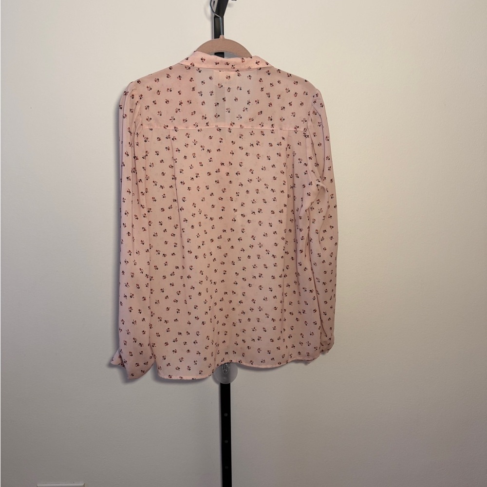 Vintage Pink Floral Button-Up Blouse Size 14 - Picture 3 of 5